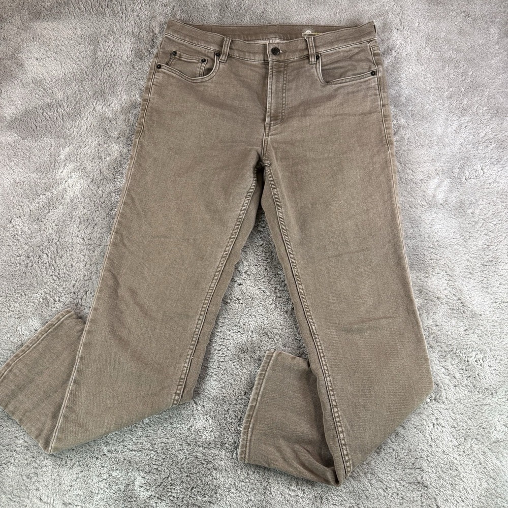 Faherty Jeans Men's 32x30 Brown Straight Fit Stretch Terry 5 Pocket Casual Pants